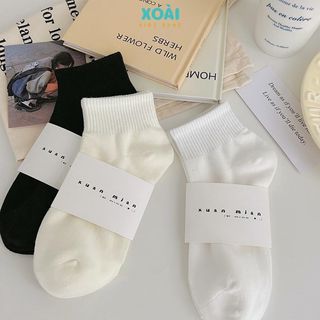 tất Vớ Ngắn Cổ Cotton Co Giãn Màu Sắc Dễ Thương Phong Cách Nhật Bản Cho Nữ-TA010