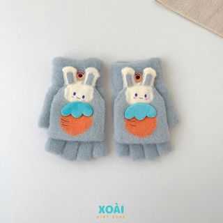 Găng Tay Cotton Hở Ngón Cho Bé Từ 4 Đến 12 Tuổi Đi Học Cầm Bút Dễ Dàng, Dày Dặn Ấm Áp-GT009