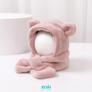 Mũ Lông Cừu Liền Khăn Quàng Cổ Cho Bé Từ 8 Tháng Đến 3 Tuổi Chống Gió Lạnh Giữ Ấm-ML014