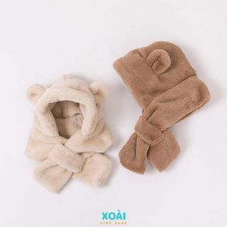 Mũ Lông Cừu Liền Khăn Quàng Cổ Cho Bé Từ 8 Tháng Đến 3 Tuổi Chống Gió Lạnh Giữ Ấm-ML014