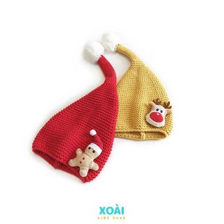 Mũ Len Trùm Đầu Đính Thú Bông Noel Giáng Sinh Cho Bé Từ 1 Đến 6 Tuổi-ML016