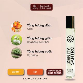 Nước Hoa Zenity Tinh Dầu Hương SANTRO | Chai xit 12ml | Lưu hương 48h