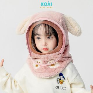 Mũ Lông Cừu Trùm Đầu Kèm Kính Chắn Gió, Chắn Bụi Siêu Ấm Cho Bé Trong Mùa Đông - MK001