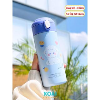 Bình Giữ Nhiệt Nhỏ Gọn, Bình Giữ Cho Bé Đi Học, 380ml Có Ống Hút, Inox 304 Giữ Nhiệt 6-12h - BN036