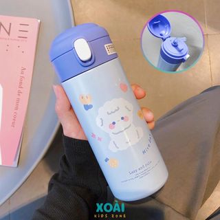 Bình Giữ Nhiệt Nhỏ Gọn, Bình Giữ Cho Bé Đi Học, 380ml Có Ống Hút, Inox 304 Giữ Nhiệt 6-12h - BN036