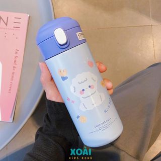 Bình Giữ Nhiệt Nhỏ Gọn, Bình Giữ Cho Bé Đi Học, 380ml Có Ống Hút, Inox 304 Giữ Nhiệt 6-12h - BN036