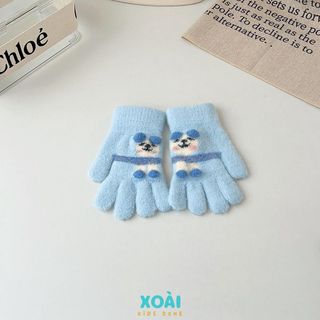 Găng Tay Dệt Kim Hình Chú Cún Cho Bé Từ 3 Đến 8 Tuổi Dày Dặn Ấm Áp - GT004
