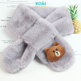 Khăn Quàng Cổ Lông Thỏ Mềm Mại Ấm Áp Đính Thú Bông Cho Bé - KQ002