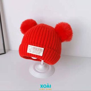 Mũ Len Tai Bông Mùa Đông Cho Bé 6 Tháng Đến 2 Tuổi Chất Liệu Vải Dệt Kim Dày Dặn Ấm Áp - ML004