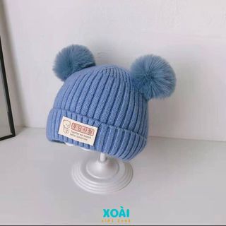 Mũ Len Tai Bông Mùa Đông Cho Bé 6 Tháng Đến 2 Tuổi Chất Liệu Vải Dệt Kim Dày Dặn Ấm Áp - ML004