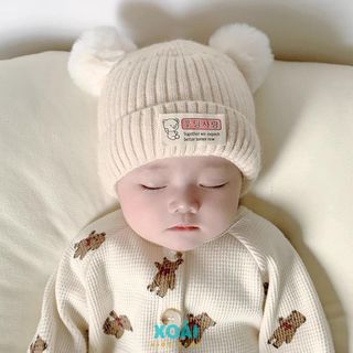 Mũ Len Tai Bông Mùa Đông Cho Bé 6 Tháng Đến 2 Tuổi Chất Liệu Vải Dệt Kim Dày Dặn Ấm Áp - ML004
