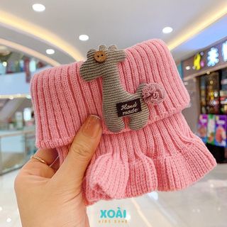Khăn Len Ống Quàng Cổ Cho Bé Từ 2 - 10 Tuổi Hình Chú Hươu Cao Cổ Chất Liệu Len Dệt Kim Dày Dặn Ấm Áp- KO002