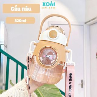 Bình Nước Thú Cưng Không Gian Space Capsule 830ml  Cao Cấp, Có Dây Đeo, Ống Hút Sillicon - BN024