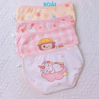 Set 4 Quần Chip Tam Giác/ Quần Lót Cho Bé Gái Chất Cotton Mềm Mại Họa Tiết Xinh Xắn Dễ Thương - QC003