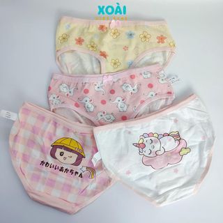 Set 4 Quần Chip Tam Giác/ Quần Lót Cho Bé Gái Chất Cotton Mềm Mại Họa Tiết Xinh Xắn Dễ Thương - QC003
