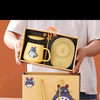 Set Cốc ly sứ Totoro Cute kèm bếp, hộp quà, THE TOYLAB dùng làm quà tặng bạn bè, uống nước, trà giá sỉ