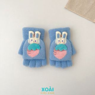 Găng Tay Cotton Hở Ngón Cho Bé Từ 4 Đến 12 Tuổi Đi Học Cầm Bút Dễ Dàng, Dày Dặn Ấm Áp-GT009