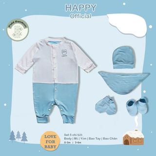 Bộ Happy Kids 5 chi tiết - Chất liệu Petit Bamboo