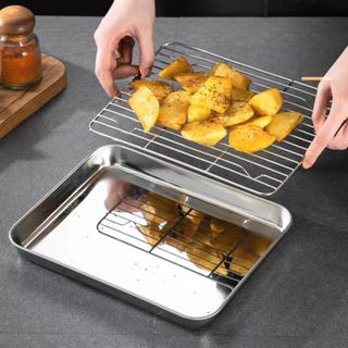 khay chiên vuông Hàng chuẩn inox dày dặn