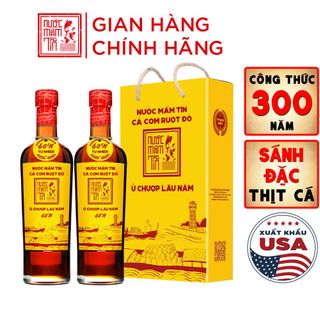 [Tặng 1 Kiết Thành] [HỘP 2 CHAI] Nước Mắm Tĩn CÁ CƠM RUỘT ĐỎ 60N 500ml Chai Thuỷ Tinh Nước Mắm Truyền Thống Cao Cấp