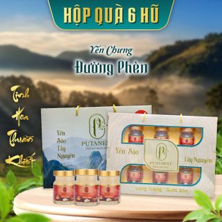 Hộp Quà 6 hũ Yến Sào Đường Phèn hàm lượng 35% yến Putanest