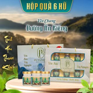 Hộp Quà 6 hũ Yến Sào Đường ăn kiêng hàm lượng 35% yến Putanest