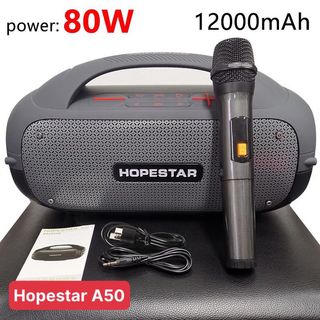 Loa Bluetooth Hopestar A50 - 80W, Pin 12.000mAh Kết Nối Đa Dạng Kèm Micro không dây