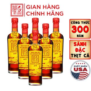 [Tặng 3 Kiết Thành] THÙNG 6 CHAI NƯỚC MẮM TĨN CÁ CƠM RUỘT ĐỎ ĐỘ ĐẠM 60N CHAI THỦY TINH 500ML - NƯỚC MẮM TĨN