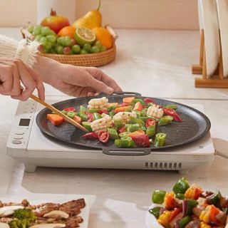 Chảo đá nướng không dầu chống dính size 34cm, chảo nướng thịt hàn quốc dùng cho mọi loại bếp