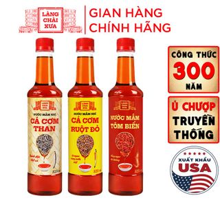 [COMBO 3 CHAI - 3 VỊ] NƯỚC MẮM NHỈ CÁ CƠM THAN, TÔM BIỂN, CÁ CƠM RUỘT ĐỎ 525ML/CHAI NHỰA - LÀNG CHÀI XƯA
