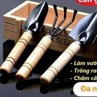 Bộ 3 món xẻng làm vườn cán gỗ giá sỉ