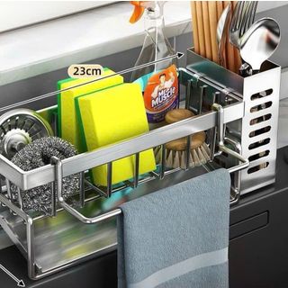 Giá để đồ nhà bếp bằng thép không gỉ 304, giá để đồ dùng bồn rửa chén ( kèm khay đũa )