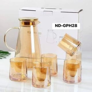 BỘ BÌNH THỦY TINH KÈM 6 LY DELI GPH28 CAO CẤP