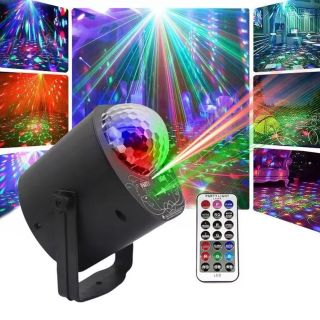 [Phiên Bản PRO 2024] Đèn laser 3in1 có led chớp cảm biến theo nhạc - Đèn laser party light 64 hiệu ứng + led xoay 7 màu giá sỉ