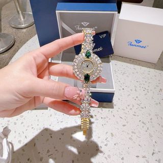 ĐỒNG HỒ NỮ CHÍNH HÃNG FUNMEI MẶT HOA VÀNG FULL ĐÁ PHA LÊ ĐI KÈM TEM KÍCH HOẠT ĐIỆN TỬ BẢO HÀNH CHÍNH HÃNG 2