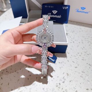 ĐỒNG HỒ NỮ CHÍNH HÃNG FUNMEI MẶT HOA BẠC FULL ĐÁ PHA LÊ ĐI KÈM TEM KÍCH HOẠT ĐIỆN TỬ BẢO HÀNH CHÍNH HÃNG 2