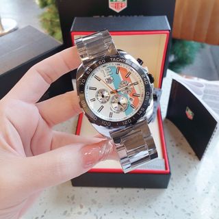 ĐỒNG HỒ NAM TRUNG CẤP TAG HEU DÂY THÉP MẶT CHONOGRAP 5