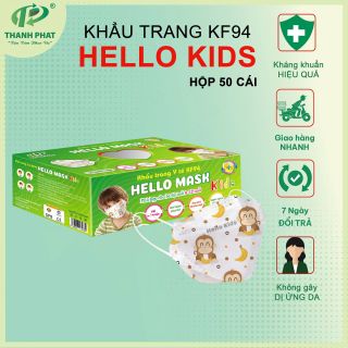 Khẩu Trang Em Bé KF94 Hello Kids Họa Tiết Hoạt Hình Đáng Yêu (50 Cái/Hộp) - Y Tế Thành Phát giá sỉ