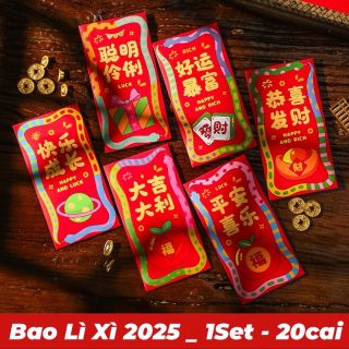 Set Lì Xì Đỏ 2025 Nhâm Tỵ Hoạ tiết độc đáo, tinh tế cho mùa tết .1Set 20cai ( BAO LÌ XÌ IN LOGO THEO YÊU CẦU ) hàng giá tận xưởng
