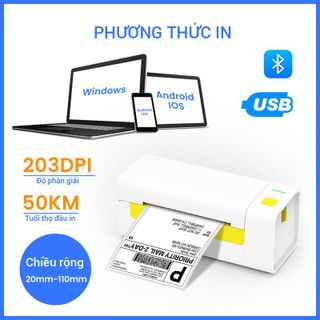 Máy in nhiệt FlashLabel (Khổ A6) kết nối Bluetooth In Đơn Hàng bằng Điện Thoại, sàn TMĐT, Tem, Mã Vạch,