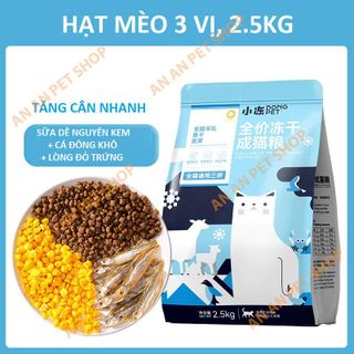 DONGPET Cao Cấp 3 vị - Hạt Mix Cá Sấy Khô Cho Mèo Kén Ăn 2.5kg