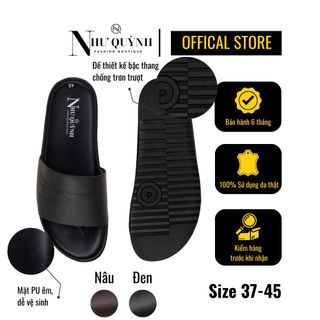 Dép da nam quai ngang thiết kế viền dập nổi trẻ trung, đế 2 lớp mã 04