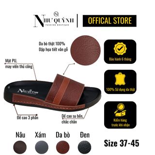Dép da nam quai ngang thiết kế 2 màu, khâu viền thủ công, đế cao su mã Q05