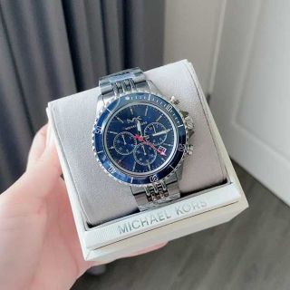 ĐỒNG HỒ NAM CAO CẤP M KORS 8727 CHONOGRAP DÂY THÉP ĐEN MẶT XANH NAVY 3