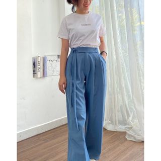 Quần culottes cạp cao dây eo hông