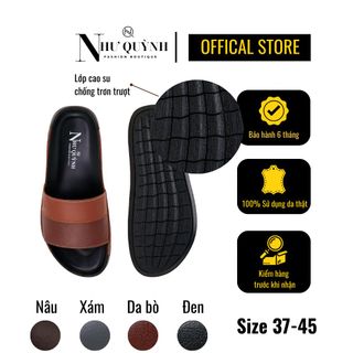 Dép da nam quai ngang thiết kế viền đế màu, khâu thủ công, đế cao su mã Q02