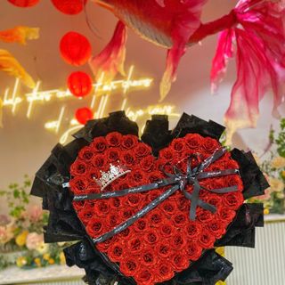 Bó Hoa Hồng Nhũ 99 Bông Hình Trái Tim Siêu Rẻ