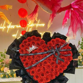 Bó Hoa Hồng Nhũ 99 Bông Hình Trái Tim Siêu Rẻ