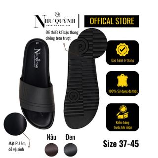 Dép da nam quai ngang thiết kế dập nổi trẻ trung, đế 2 lớp cao su mã 03