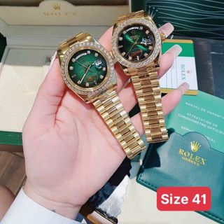 ĐỒNG HỒ NAM NỮ CAO CẤP RÔ LE MÁY CƠ MẶT SAPHIRE VIỀN ĐÁ DÂY BẠC VÀNG 2